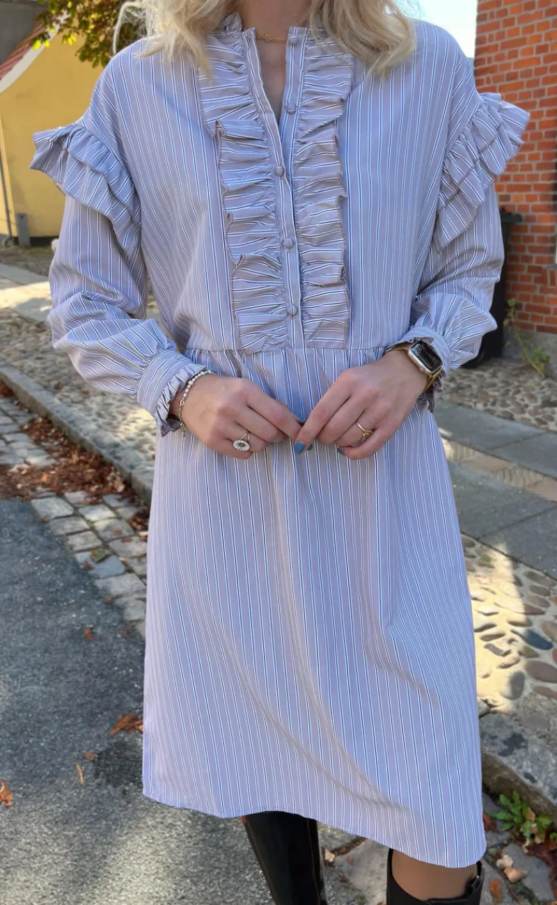 Kjole - Emilie - Grey Striped Kjoler