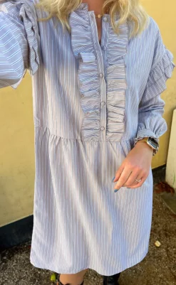 Kjole - Emilie - Grey Striped Kjoler