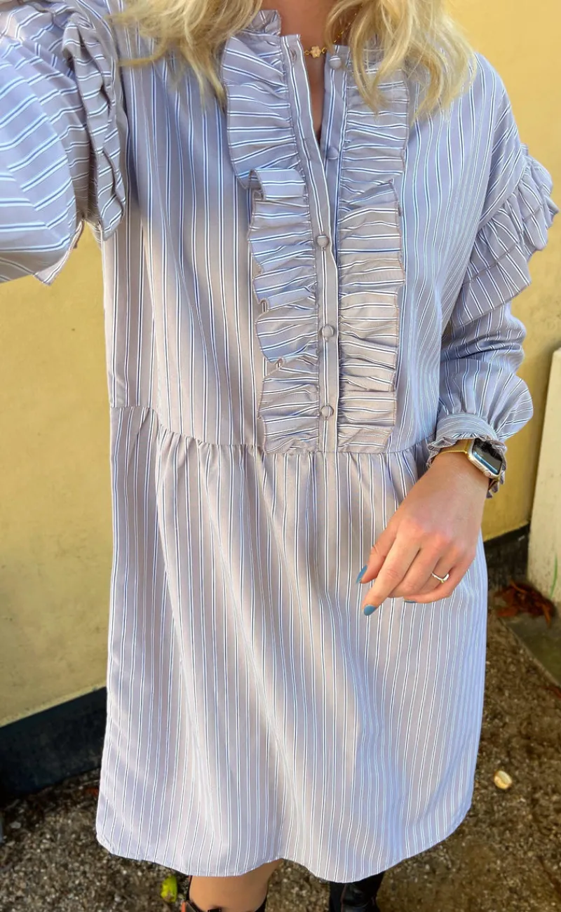 Kjole - Emilie - Grey Striped Kjoler