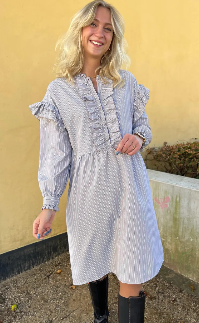 Kjole - Emilie - Grey Striped Kjoler