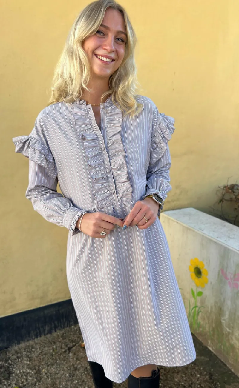 Kjole - Emilie - Grey Striped Kjoler