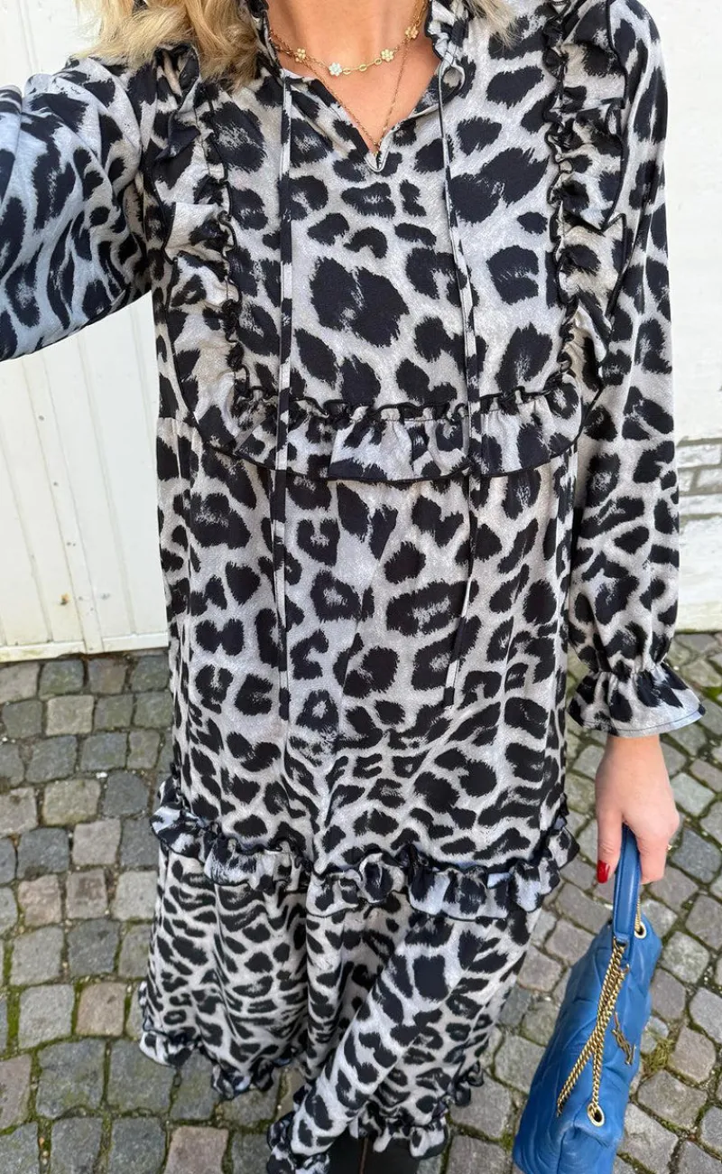 Sale Kjole - Elina - Grey Leopard Kjoler