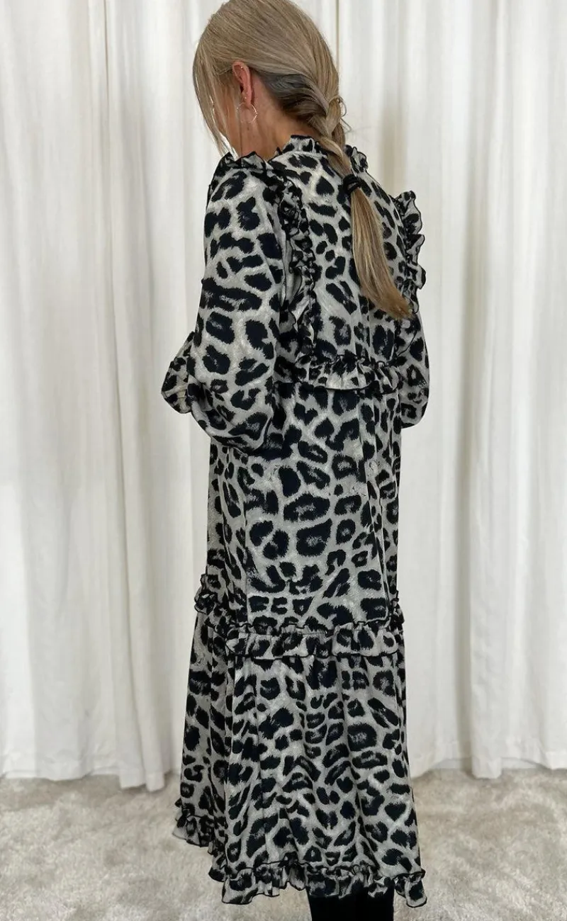 Sale Kjole - Elina - Grey Leopard Kjoler