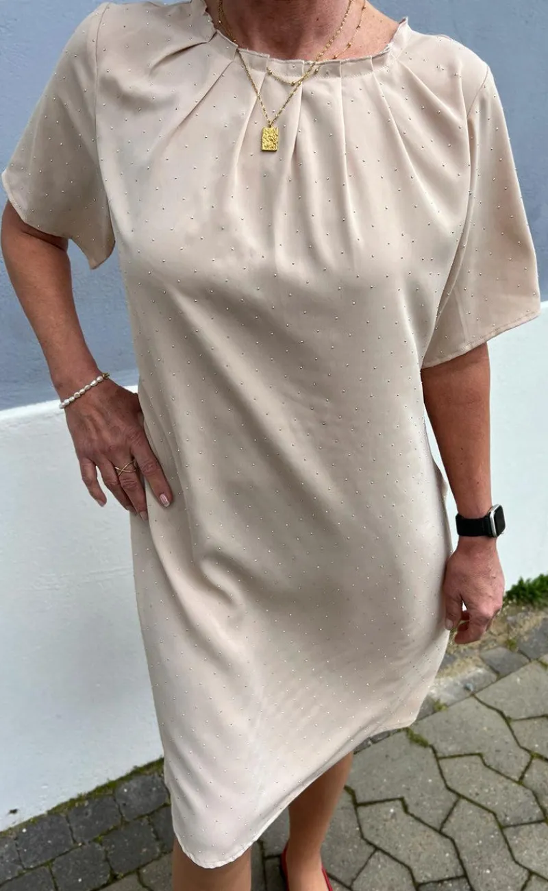 Kjole - Vicky Rhinestone - Beige Kjoler