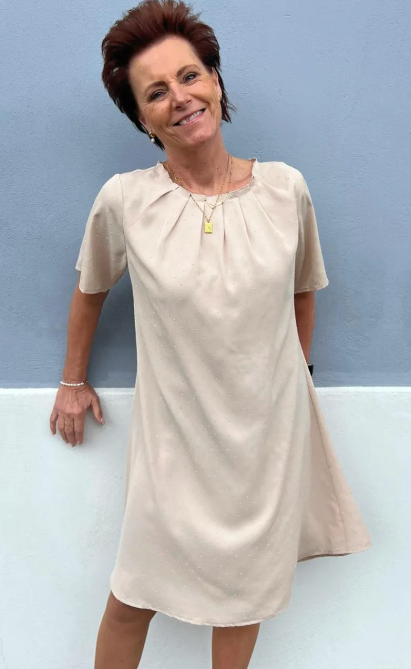 Kjole - Vicky Rhinestone - Beige Kjoler