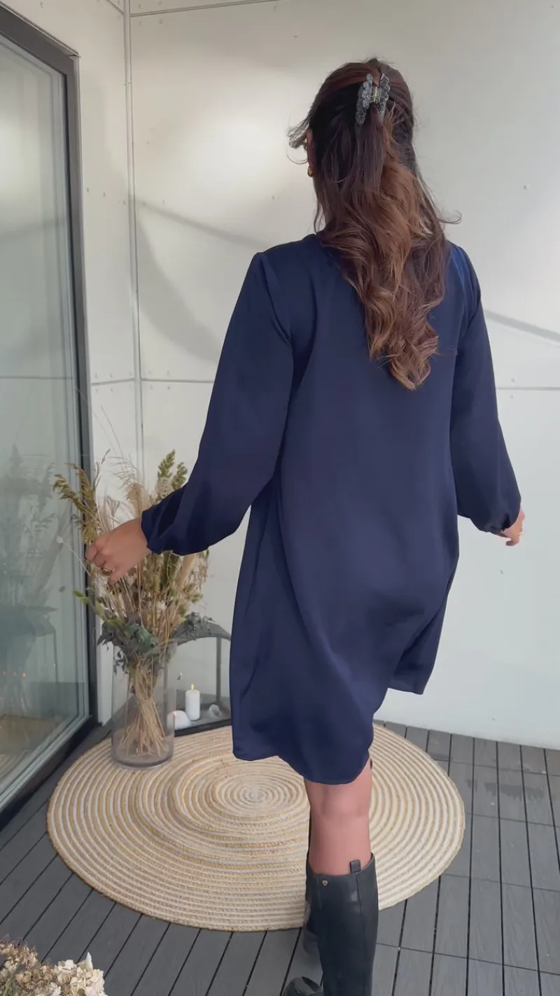 Online Kjole - Hazel - Navy Blue Kjoler