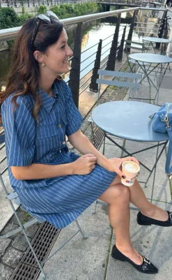 Clearance Kjole - Sif - Denim Blue Pinstripe Kjoler