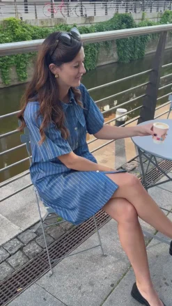 Clearance Kjole - Sif - Denim Blue Pinstripe Kjoler