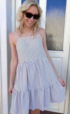 Hot Kjole - Sisi - Brown White Stripe Kjoler