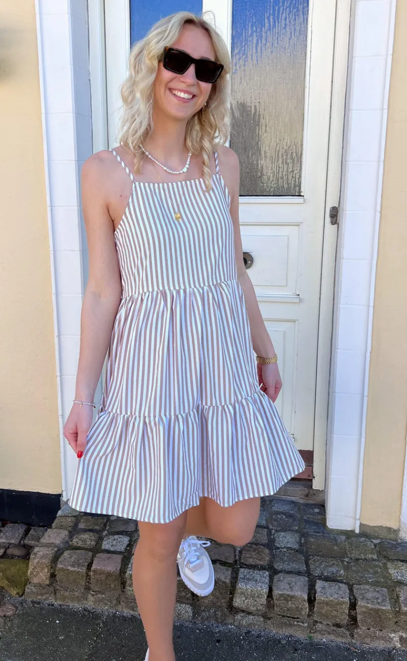 Hot Kjole - Sisi - Brown White Stripe Kjoler