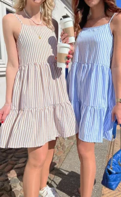 Hot Kjole - Sisi - Brown White Stripe Kjoler