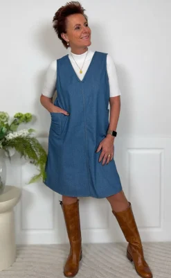 Outlet Kjole - Ania Spencer - Light Blue Denim Kjoler