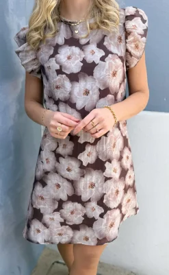 New Kjole - Kati Bow - Brown Flower Kjoler