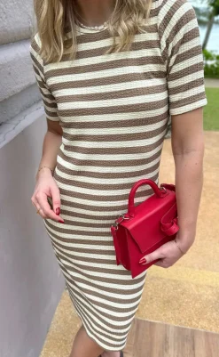 Discount Kjole - Gina - Brown Striped Kjoler