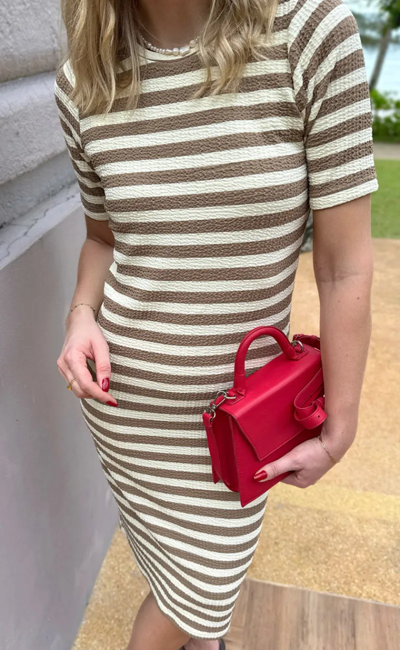 Discount Kjole - Gina - Brown Striped Kjoler