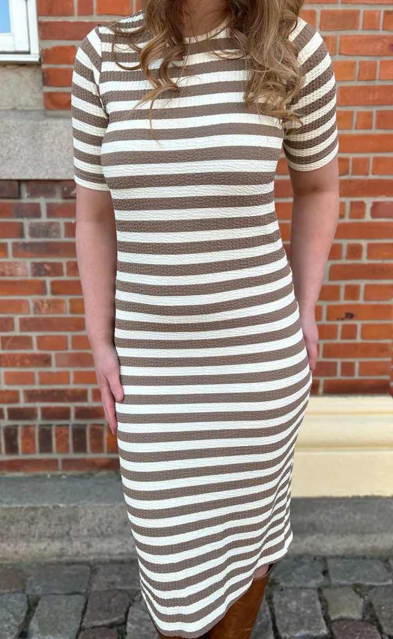 Discount Kjole - Gina - Brown Striped Kjoler