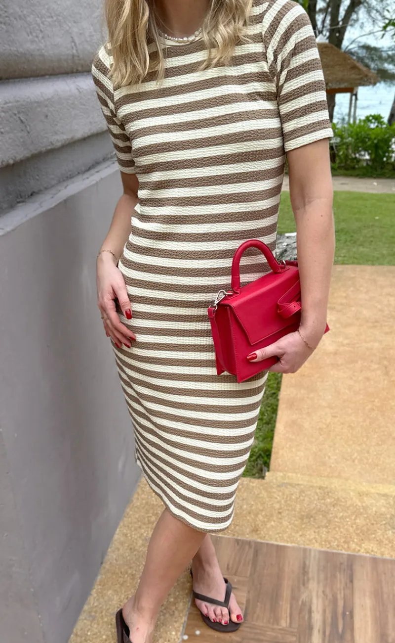 Discount Kjole - Gina - Brown Striped Kjoler