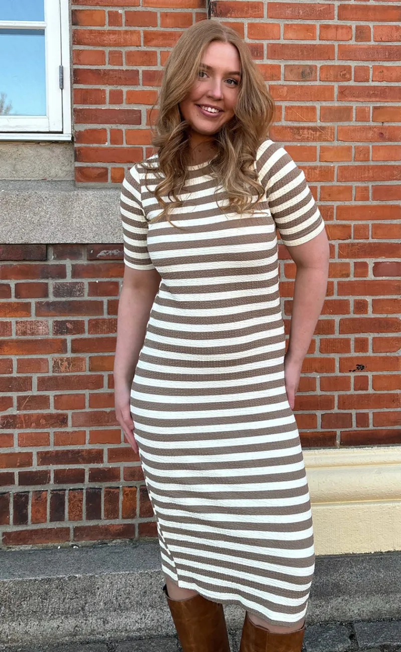 Discount Kjole - Gina - Brown Striped Kjoler