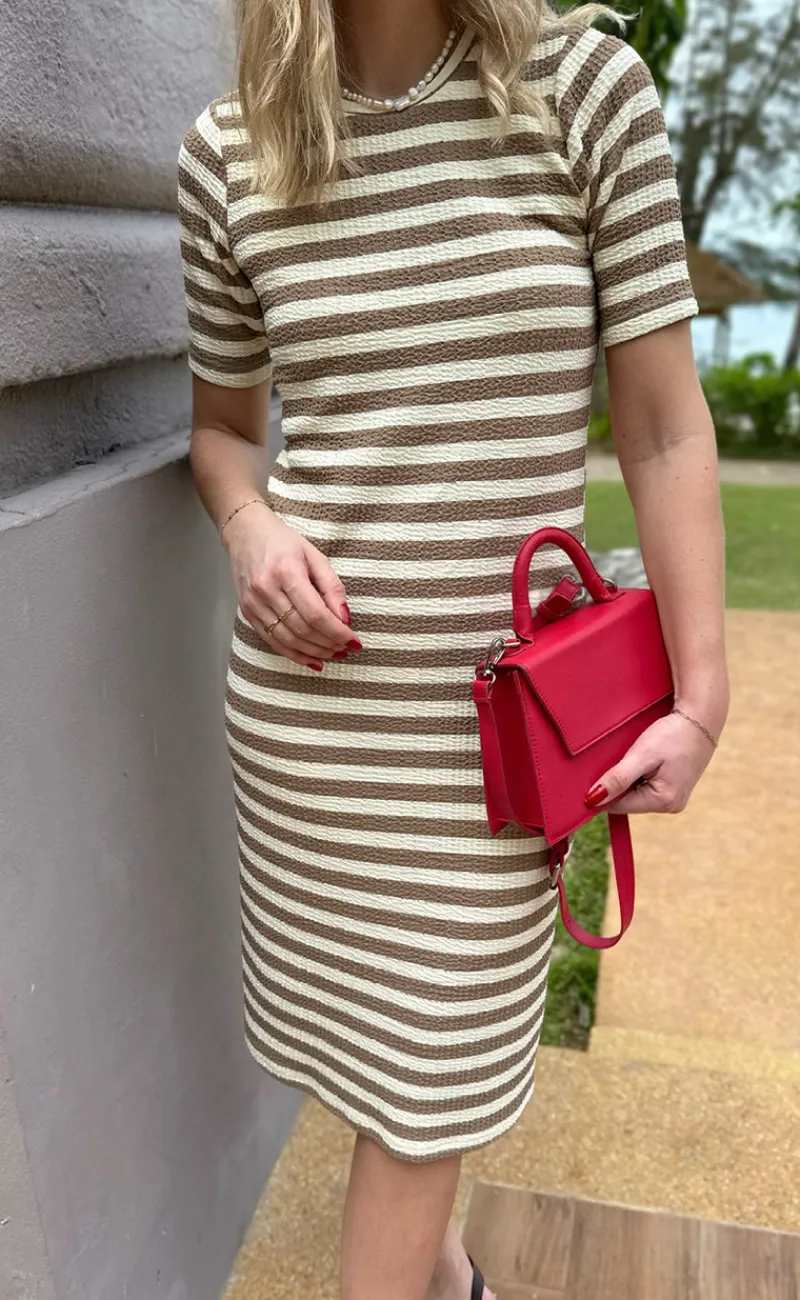 Discount Kjole - Gina - Brown Striped Kjoler