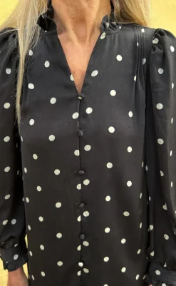 Clearance Kjole - Tiki - Black W. White Dots Kjoler