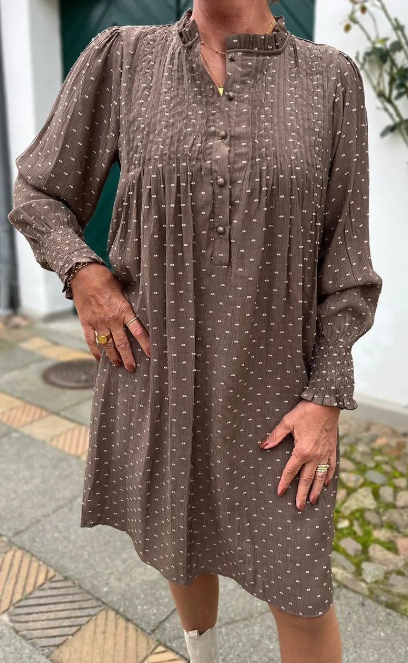 Kjole - Natalia - Dark Brown W. Dots Kjoler