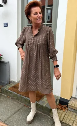 Kjole - Natalia - Dark Brown W. Dots Kjoler