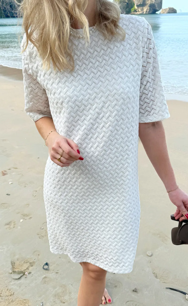 Discount Kjole - Diana - White Zig Zag Kjoler