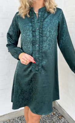 Clearance Kjole - Florina - Dark Green Flower Kjoler