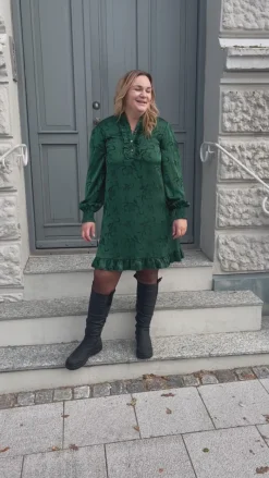 Clearance Kjole - Florina - Dark Green Flower Kjoler