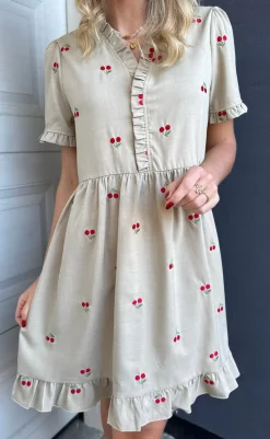 Discount Kjole - Catja Summer - Sand W. Cherries Kjoler