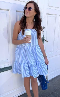 Kjole - Sisi - Blue White Stripe Kjoler