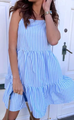 Kjole - Sisi - Blue White Stripe Kjoler