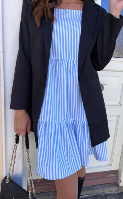 Kjole - Sisi - Blue White Stripe Kjoler