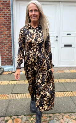 Best Kjole - Anna - Black/Brown Print Kjoler