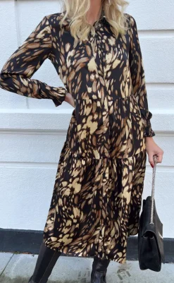 Best Kjole - Anna - Black/Brown Print Kjoler