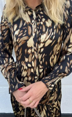 Best Kjole - Anna - Black/Brown Print Kjoler