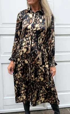 Best Kjole - Anna - Black/Brown Print Kjoler