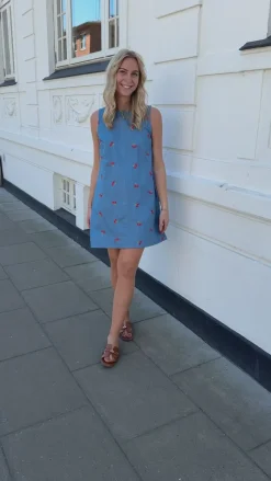 Hot Kjole - Naja - Denim Blue w. Cherries Kjoler
