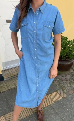 Online Kjole - Detia Summer - Light Blue Denim Kjoler