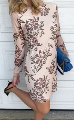 Kjole - Chiara Mesh - Brown Flower Kjoler