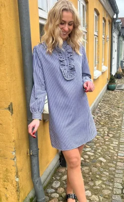 Hot Kjole - Frederikke - Dark Blue Striped Kjoler