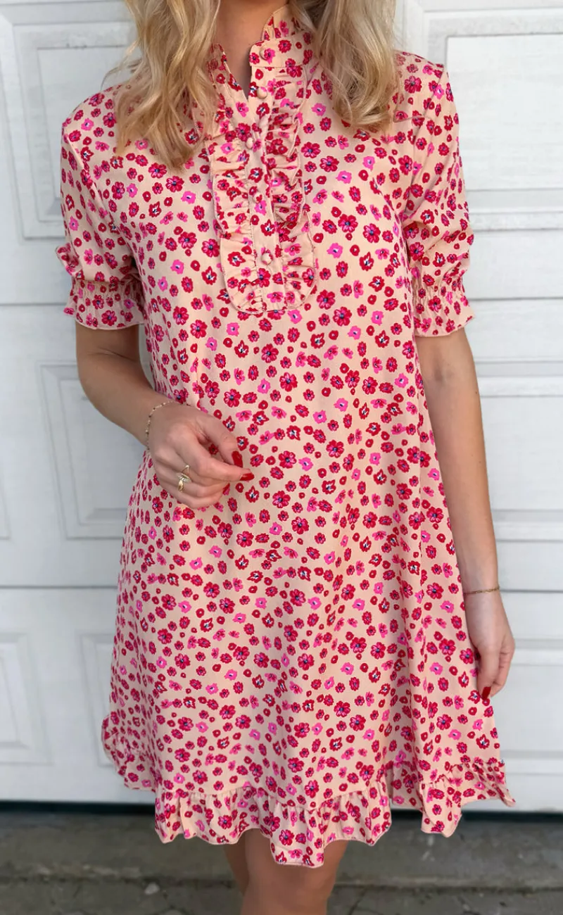 Hot Kjole - Philine - Pink / Red Flowers Kjoler