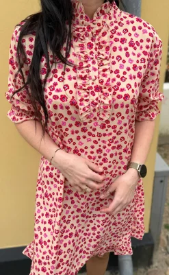 Hot Kjole - Philine - Pink / Red Flowers Kjoler