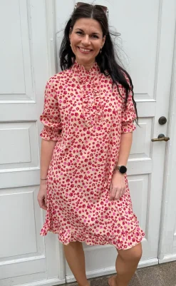 Hot Kjole - Philine - Pink / Red Flowers Kjoler