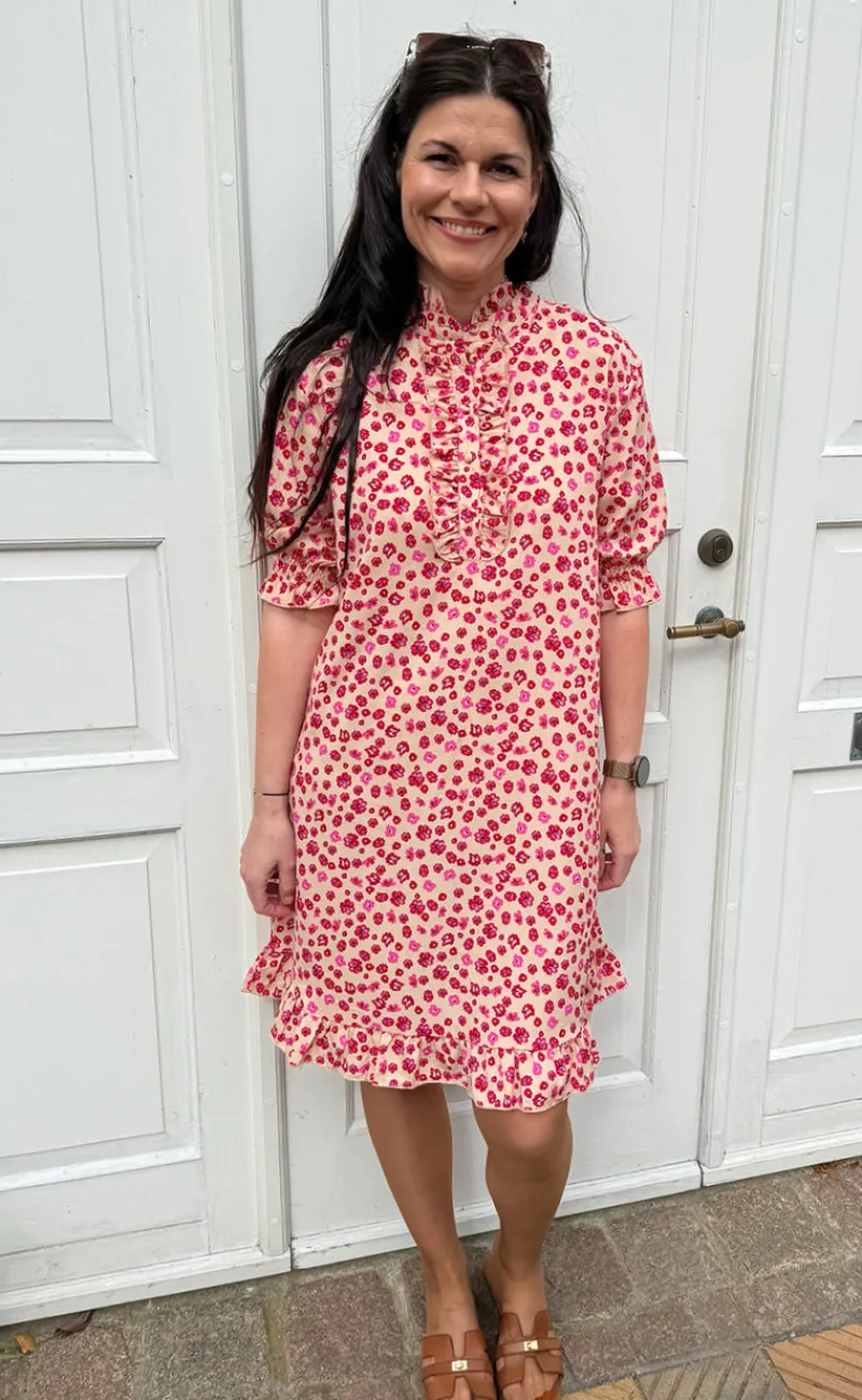 Hot Kjole - Philine - Pink / Red Flowers Kjoler