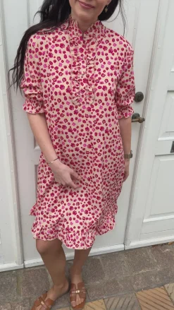 Hot Kjole - Philine - Pink / Red Flowers Kjoler