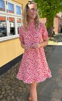 Hot Kjole - Philine - Pink / Red Flowers Kjoler