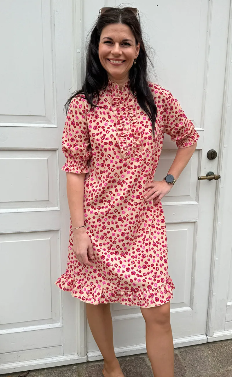 Hot Kjole - Philine - Pink / Red Flowers Kjoler