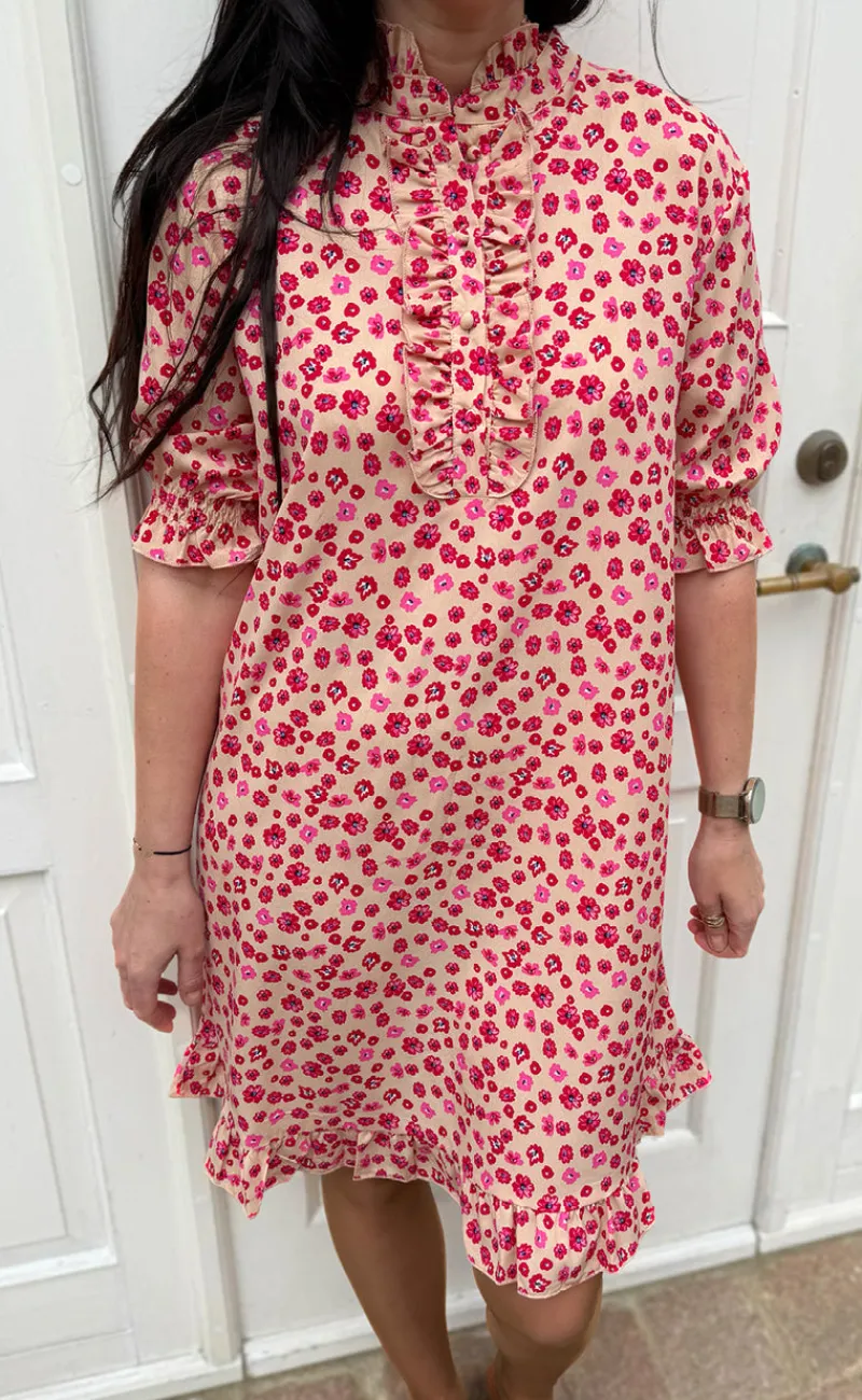 Hot Kjole - Philine - Pink / Red Flowers Kjoler