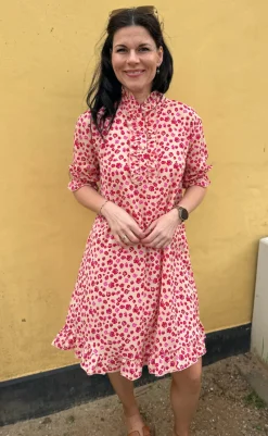 Hot Kjole - Philine - Pink / Red Flowers Kjoler